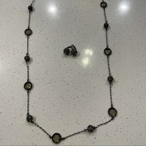 Lia Sophia Black & Crystal Necklace & Earrings